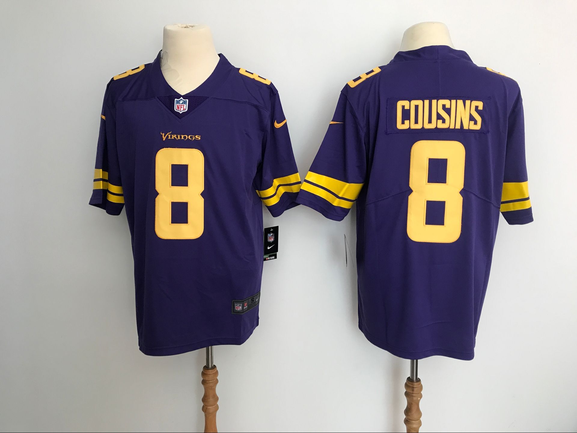 Men Minnesota Vikings 8 Cousins Purple Yellow Nike Vapor Untouchable Limited NFL Jerseys